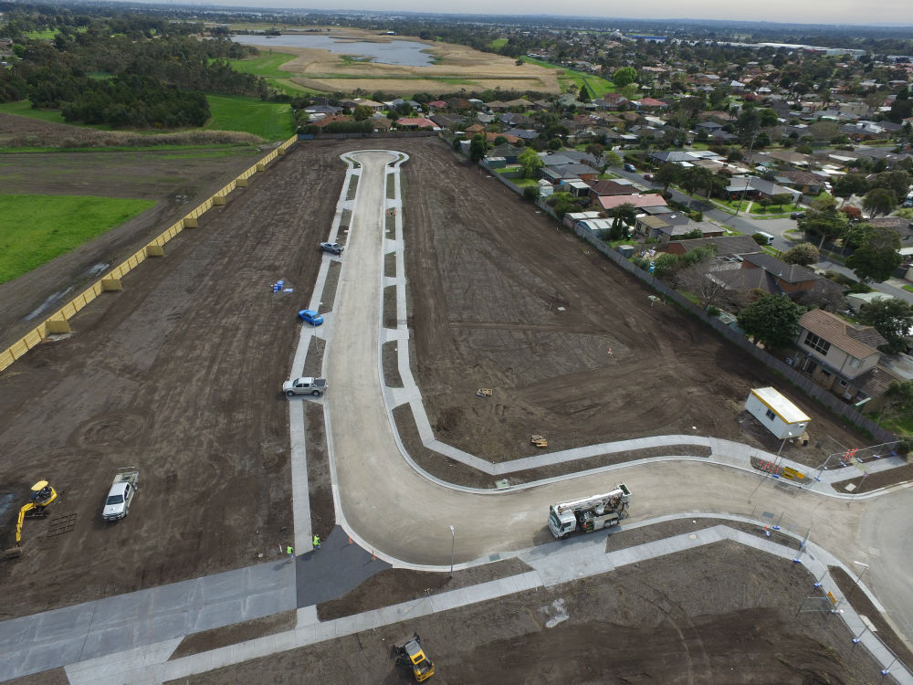 A new road under construction on a development site